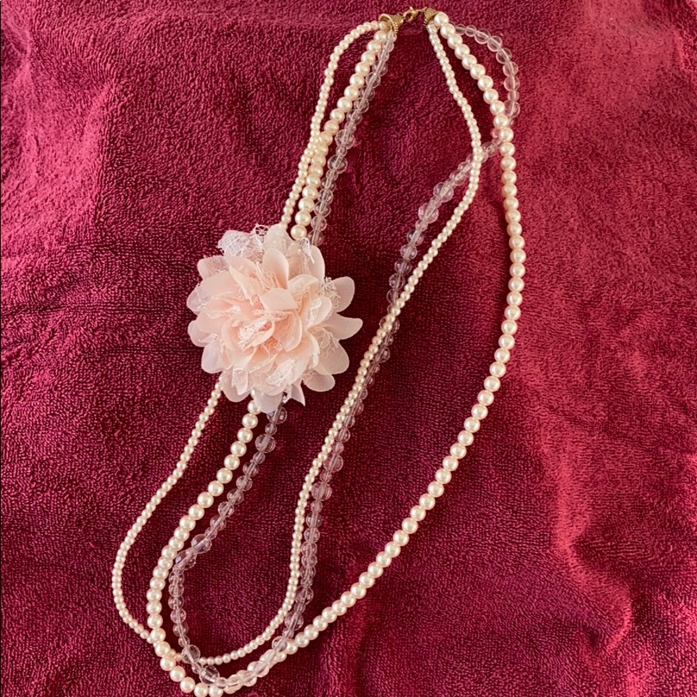 Necklace- Vintage Pearl Faux and Crystal Like